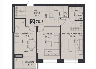 Продается 2-комнатная квартира, 78.2 м2, Ставрополь, Промышленный район, улица Герцена, 147А