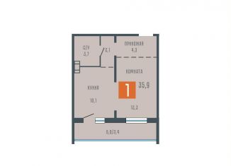 1-комнатная квартира на продажу, 35.9 м2, Курган, Западный район