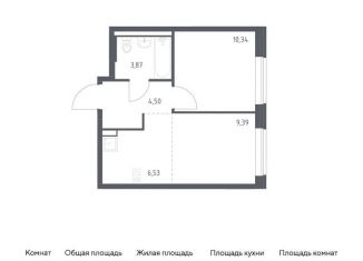 Однокомнатная квартира на продажу, 34.6 м2, Москва