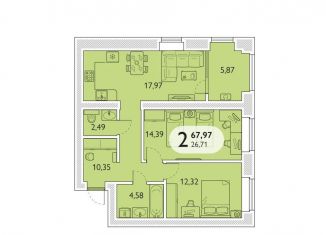 Продажа 2-комнатной квартиры, 68 м2, Брянская область, микрорайон Мегаполис-Парк, 23к2