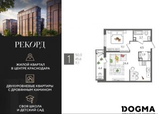 Однокомнатная квартира на продажу, 50 м2, Краснодар, микрорайон Черемушки