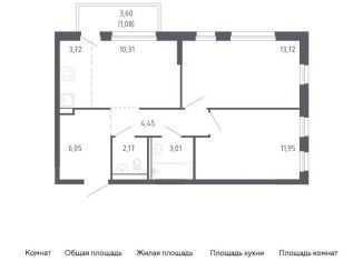 Продается 2-ком. квартира, 56.5 м2, Тюмень, жилой комплекс Чаркова 72, 2.1