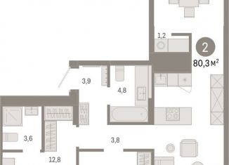 Продам двухкомнатную квартиру, 80.3 м2, Омская область