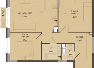 Продается двухкомнатная квартира, 57.2 м2, Нижегородская область