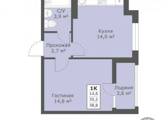 Продам однокомнатную квартиру, 38.8 м2, Ставрополь, Промышленный район