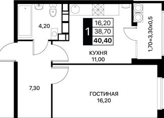 Продам однокомнатную квартиру, 40.4 м2, Ростовская область
