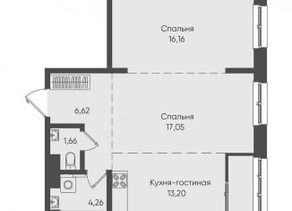 2-комнатная квартира на продажу, 61.9 м2, Иркутск, улица Касьянова, 1А, Свердловский округ
