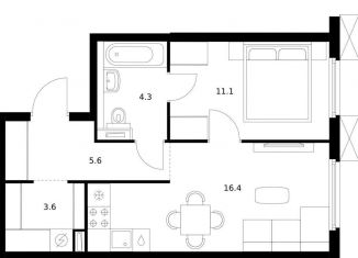 1-комнатная квартира на продажу, 41 м2, Нижегородская область, жилой комплекс Савин Парк, к5