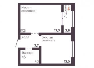 Продажа 1-ком. квартиры, 38.1 м2, Челябинск, Тракторозаводский район