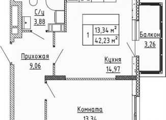 Продаю однокомнатную квартиру, 41.3 м2, Ленинградская область