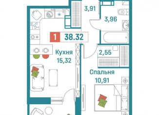 Продажа 1-комнатной квартиры, 38.3 м2, Мурино, ЖК Графика