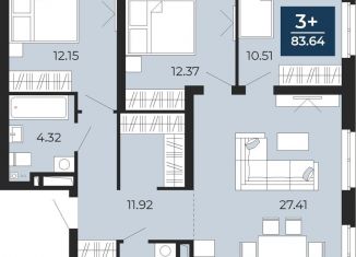 Продаю 3-комнатную квартиру, 83.6 м2, Тюмень