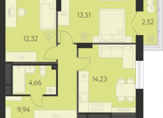 Продается 2-комнатная квартира, 55.4 м2, Екатеринбург, метро Чкаловская, улица Академика Парина, 17/1