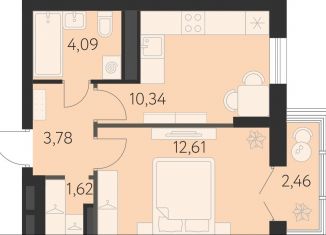 Продаю 1-ком. квартиру, 33.5 м2, Екатеринбург, улица Академика Парина, 17/1