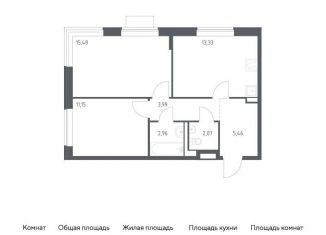 Продается двухкомнатная квартира, 54.4 м2, Ленинский городской округ, жилой комплекс Новое Видное, 18.1