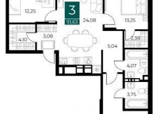 Продам 3-комнатную квартиру, 91.6 м2, Рязань