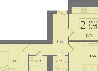 Продаю двухкомнатную квартиру, 54.2 м2, Калининградская область, Крейсерская улица, 13к1