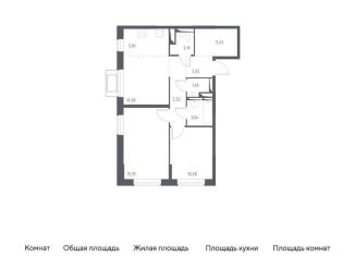2-комнатная квартира на продажу, 61.8 м2, Московская область, жилой комплекс Прибрежный Парк, 8.1