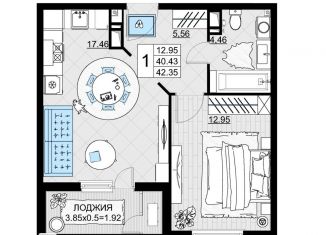 Продаю 1-комнатную квартиру, 42.4 м2, Краснодарский край