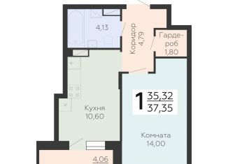 Продажа однокомнатной квартиры, 37.4 м2, Воронежская область, Электросигнальная улица, 9Ак1