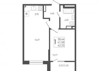 1-комнатная квартира на продажу, 42.2 м2, Краснодар