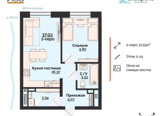 Продажа двухкомнатной квартиры, 37.9 м2, Ульяновск