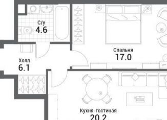 Продажа однокомнатной квартиры, 47.9 м2, Москва, метро Технопарк, жилой комплекс Нагатино Ай-Ленд, к1