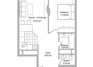 Продам двухкомнатную квартиру, 44.3 м2, Московская область