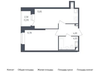 Продажа 1-комнатной квартиры, 36 м2, Санкт-Петербург, жилой комплекс Живи в Рыбацком, 5, муниципальный округ Рыбацкое