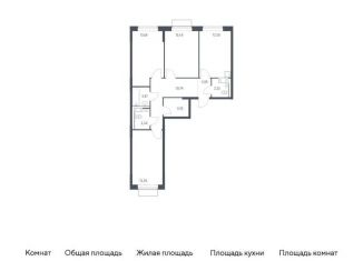 Продам 3-комнатную квартиру, 77.8 м2, посёлок Мирный, жилой комплекс Томилино Парк, к6.3