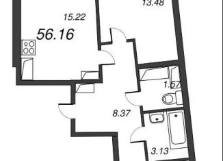 Двухкомнатная квартира на продажу, 58.1 м2, Мурино