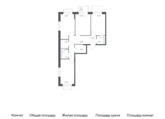 Продажа 3-комнатной квартиры, 78.4 м2, Московская область, жилой комплекс Томилино Парк, к6.2