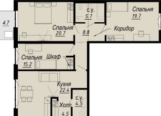Продажа трехкомнатной квартиры, 105.7 м2, Санкт-Петербург, набережная реки Карповки, 27В, набережная реки Карповки