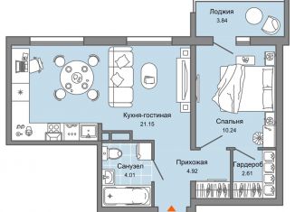 2-ком. квартира на продажу, 45 м2, Ульяновск, жилой комплекс Ультраград, 2, Засвияжский район