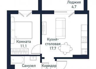 Продажа 1-комнатной квартиры, 35.3 м2, посёлок Западный