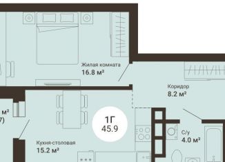 Продам 1-комнатную квартиру, 45.9 м2, Екатеринбург, Чкаловский район