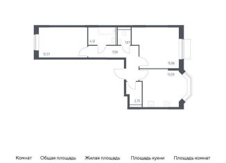 Продается двухкомнатная квартира, 57.3 м2, Москва, станция Курьяново, жилой комплекс Квартал Домашний, 1