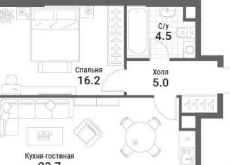 Продажа однокомнатной квартиры, 49.4 м2, Москва, ЖК Нагатино Ай-Ленд, жилой комплекс Нагатино Ай-Ленд, к1