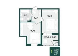 Продажа 1-комнатной квартиры, 46 м2, Краснодар, Прикубанский округ