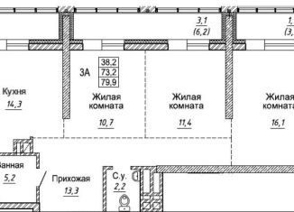 Продается 3-ком. квартира, 79.9 м2, Новосибирск, метро Маршала Покрышкина, улица Фрунзе