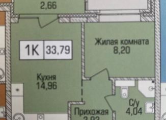 Продам однокомнатную квартиру, 33.8 м2, Новосибирск, улица Василия Клевцова, 3