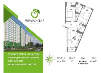 Продается 2-комнатная квартира, 67 м2, Тверь, Оснабрюкская улица, 12, ЖК Мичуринский