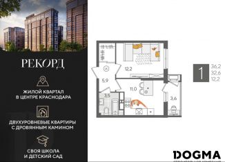 1-ком. квартира на продажу, 36.2 м2, Краснодар, микрорайон Черемушки