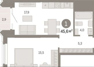 Продам 1-комнатную квартиру, 45.6 м2, Екатеринбург, метро Площадь 1905 года, улица Некрасова, 8