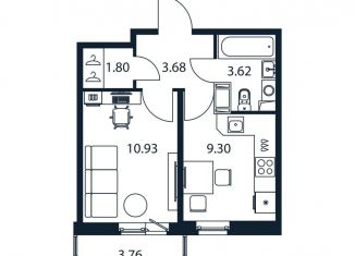 Продаю 1-комнатную квартиру, 30.5 м2, Мурино
