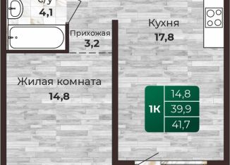 Продам 1-комнатную квартиру, 41.7 м2, Барнаул