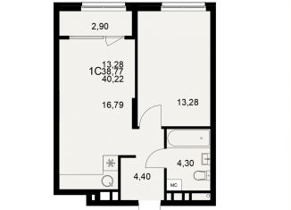 Продаю 1-комнатную квартиру, 40.2 м2, Рязань