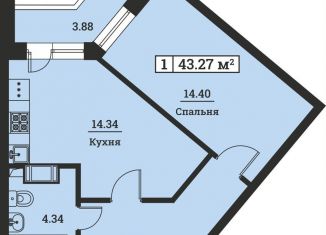 Продам 1-комнатную квартиру, 43.3 м2, Ленинградская область, Екатерининская улица, 19