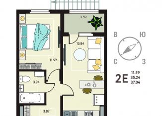 Продажа 1-комнатной квартиры, 37 м2, Липецк