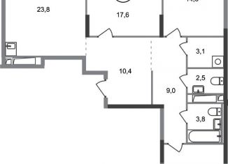 Продам трехкомнатную квартиру, 98.9 м2, поселение Внуковское